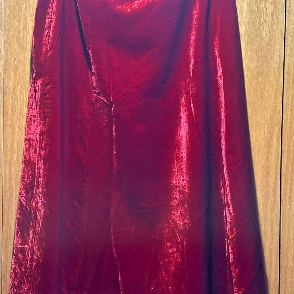 Oscar de la Renta Crimson Velvet A-Line Skirt